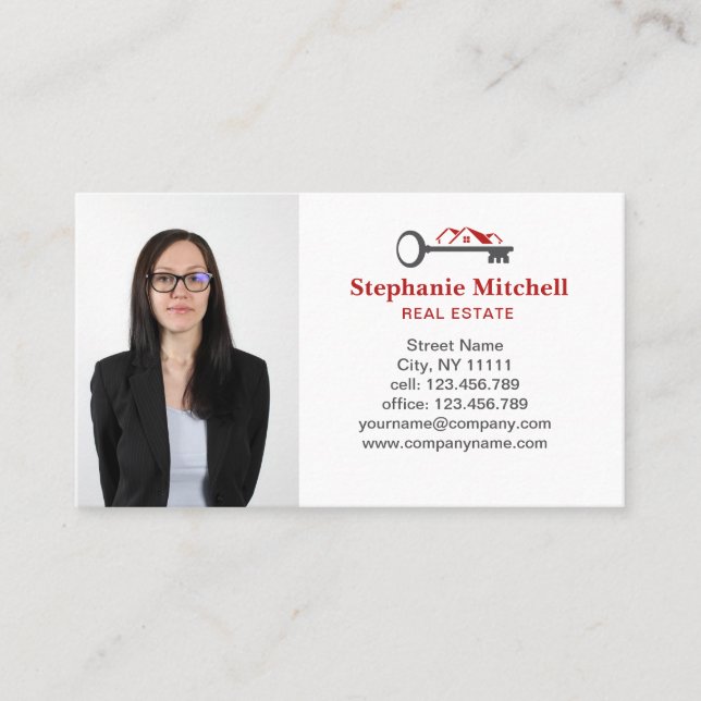 Foto Real Anwesen Realtor Key House Red einfügen Visitenkarte (Vorderseite)