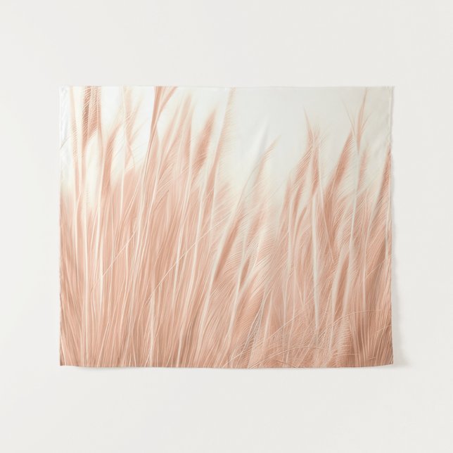 Foto Realistischer Pampas Gras Blush Minimal Wandteppich (Vorderseite (Horizontal))