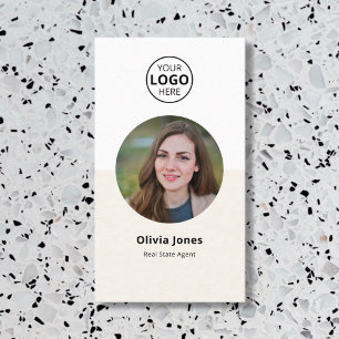 Foto Realtor QR Code Beige Business Card Visitenkarte