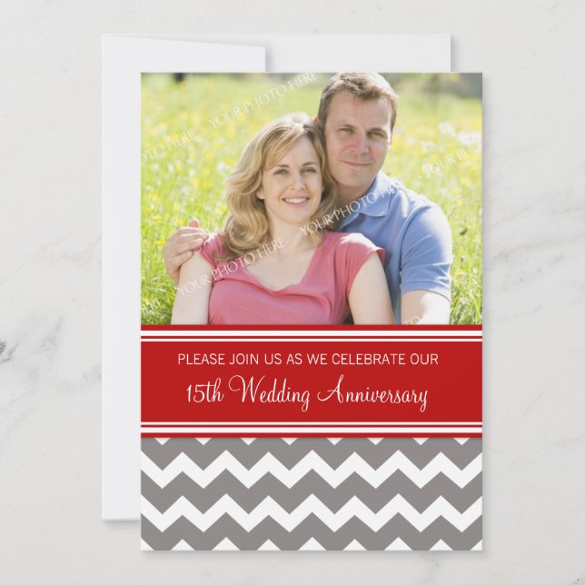 Foto Red Gray Einladung zum 15-jährigen Jubiläum (Vorderseite)