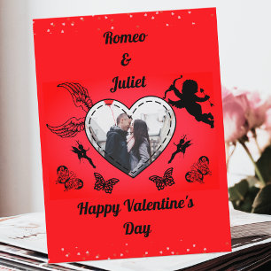 Foto Red Heart Liebe Cupid Vintager Valentinstag Feiertagspostkarte