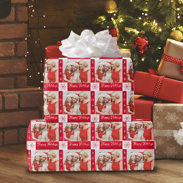 Foto Red Holiday Wrapping Paper Geschenkpapier