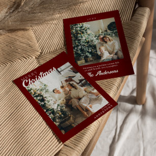 Foto Red Maroon Stilvoll Moderne frohe Weihnachten
