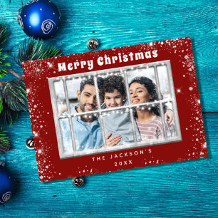 Foto "Red Silver" Weihnachtskarte Einladung