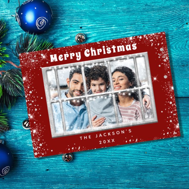 Foto "Red Silver" Weihnachtskarte Einladung (Von Creator hochgeladen)