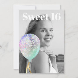 * FOTO Regenbogen Sweet 16 Ballon AP29 Geburtstag Einladung