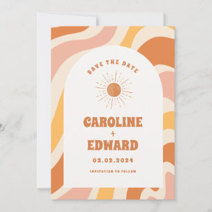 Foto Regenbogen Wellig Groovy Save the Date Qr Cod