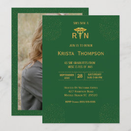 Foto Registriert Krankenschwester Abschluss Green  Einladung
