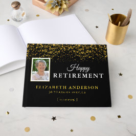 Foto Retirement Party Gäste Black & Gold Glitzer Gästebuch
