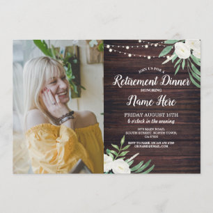 Foto Retirement Party Remüde Holz Weiße Blume Einladung
