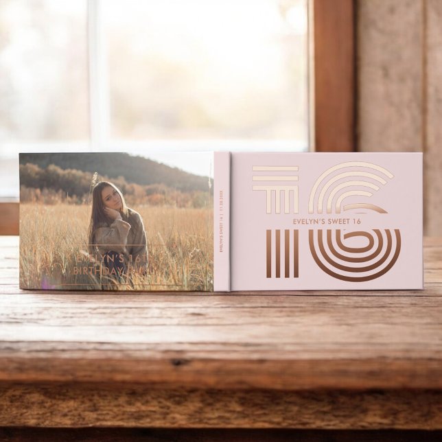 Foto Retro Elegant Blush Sweet 16 Gästebuch (Von Creator hochgeladen)