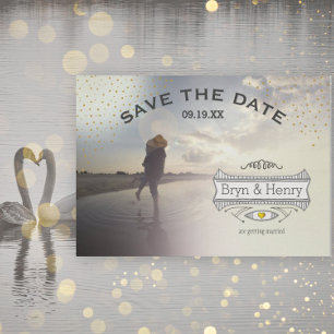 Foto Retro Gold Lights Gold Save the Date