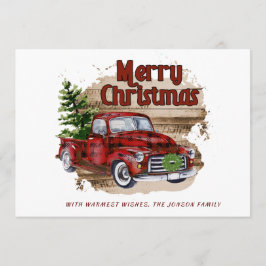 FOTO Retro Rustic Red Truck Weihnachtsgrüße Feiertagskarte