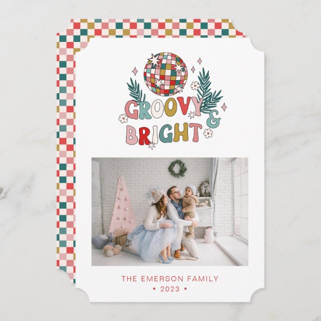 Foto Retro Weihnachtskarte Feiertagskarte (Vorne/Hinten)