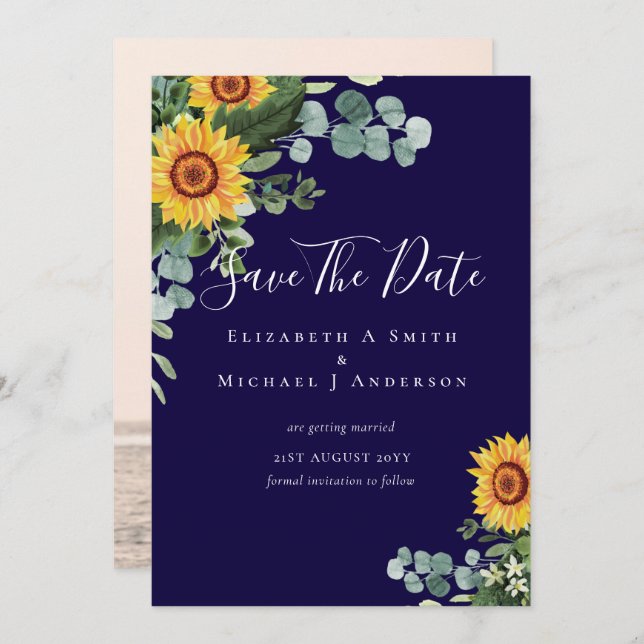 Foto Rett Datum Rustikale SUNFLOWERS Grüne (Vorne/Hinten)