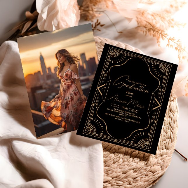 Foto Roaring 20er Gatsby Art Deco Abschluss Einladung (Von Creator hochgeladen)