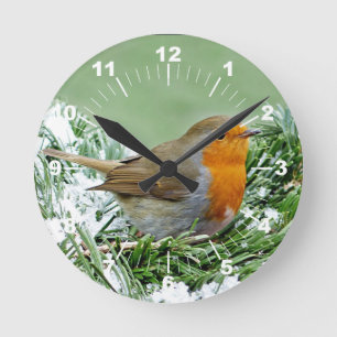 Foto Robin Pine Snow Runde Wanduhr