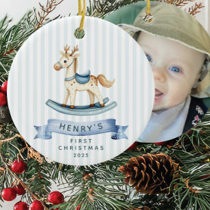 Foto Rocking Horse Erste Weihnachten Keramik Ornament