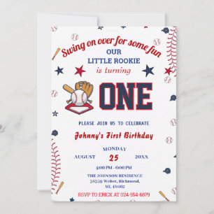 Foto Rookie des Jahres Baseball Erster Geburtstag Einladung