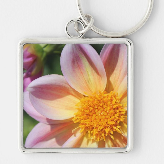 Foto rosa Blume, hellgelbe Mitte - Schlüsselanhänger (Vorne)