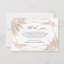 Foto Rosa Blumenpampas Gras in Liebe Erinnerung Dankeskarte