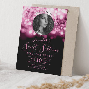 FOTO Rosa Hollywood Lights Sweet 16 Party Einladung