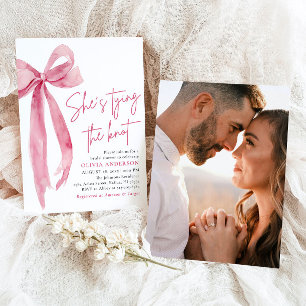 Foto Rosa Schleife Sie heiratet Brautparty Einladung