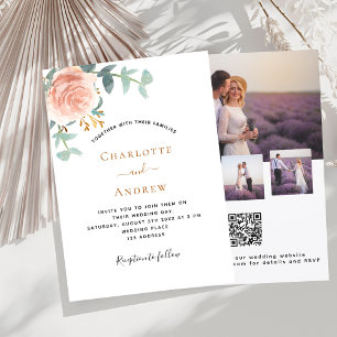 Foto Rose Blumenstrauß Foto QR UAWG Luxus Hochzeit Einladung