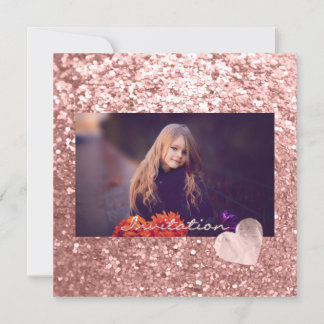 Foto Rose Glitzer Bridal Heart Geburtstag 16. Einladung