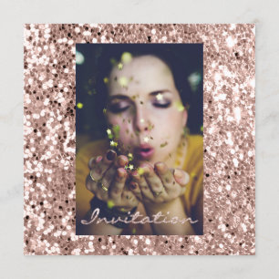 Foto Rose Gold GlitterBridal Sweet16. Abschluss Einladung