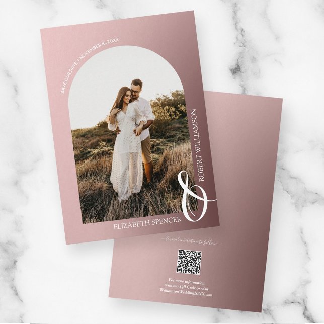 Foto Rose Gold QR Code Hochzeit Save The Date (Von Creator hochgeladen)