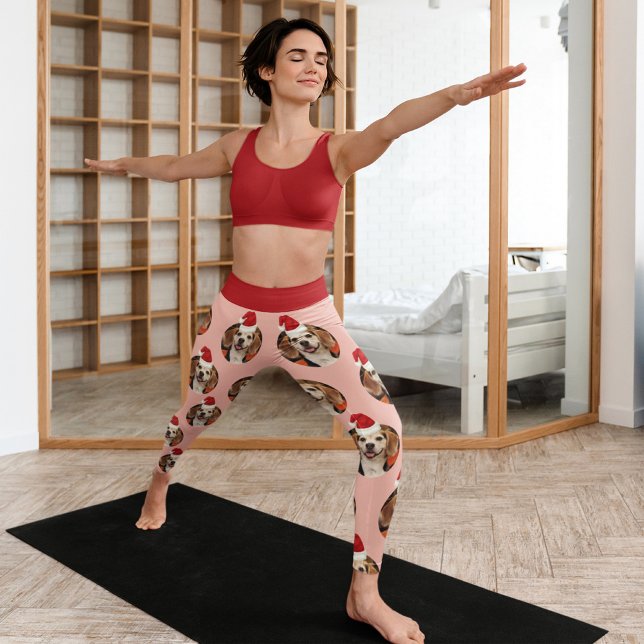 Foto Rose Gold Rote Weihnachtsmannmützen Weihnacht Leggings (Von Creator hochgeladen)