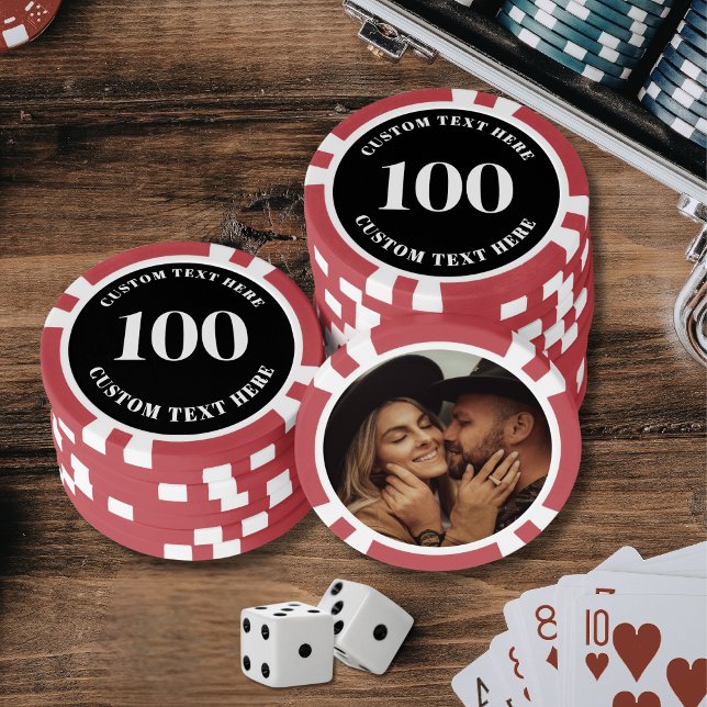 Foto Rot 100 nummeriert Pokerchips (Photo Red 100 Numbered Poker Chips)