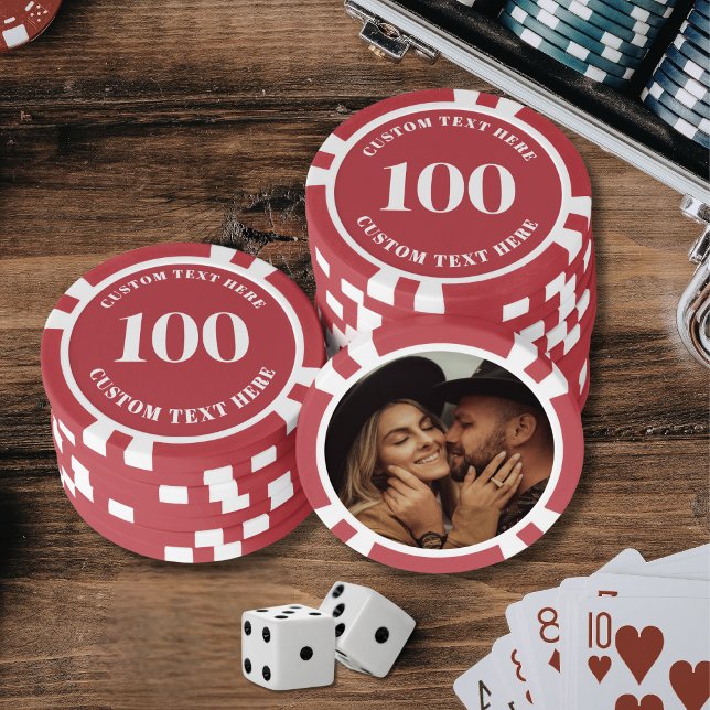 Foto Rot 100 nummeriert Pokerchips (Photo Red 100 Numbered Poker Chips)