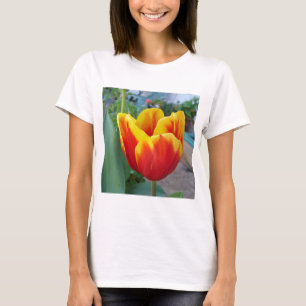 Foto Rot und Gelb Tulip Blumengarten T-Shirt
