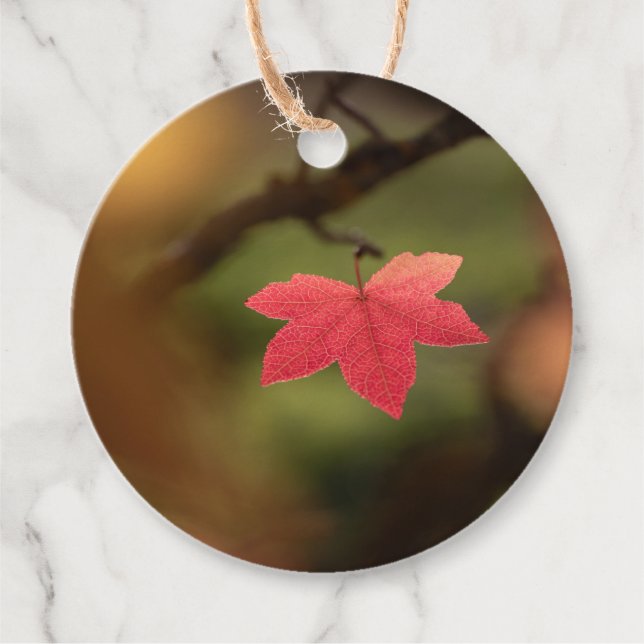 Foto Roter Leaf Nature Geschenkanhänger (Vorderseite)