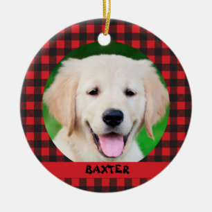Foto Rotes Buffalo Karierter Name Keramik Ornament