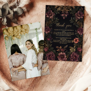 Foto Royal Victorian Floral Gothic Brautkleid Dankeskarte