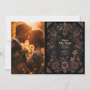 Foto Royal Viktorianisch Floral Gothic Wedding Save The Date