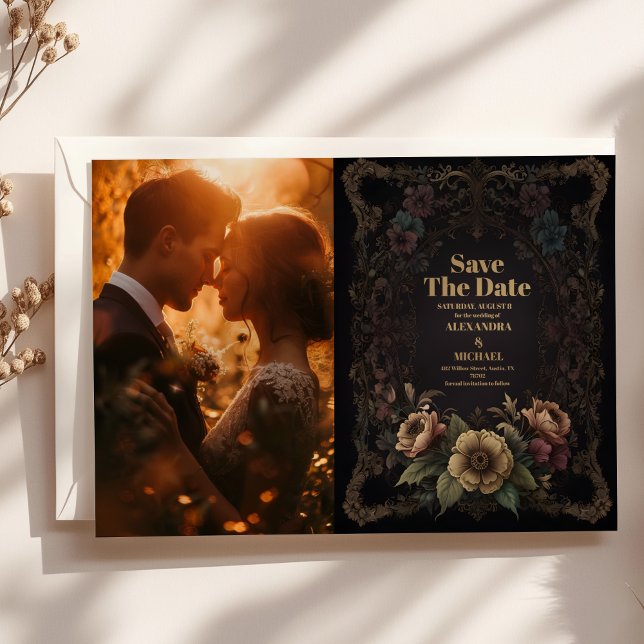 Foto Royal Viktorianisch Gothic Floral Wedding Save The Date (Von Creator hochgeladen)