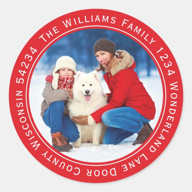 Foto Rücksendeadresse Classic Runde Runder Aufkleber (Vorderseite)