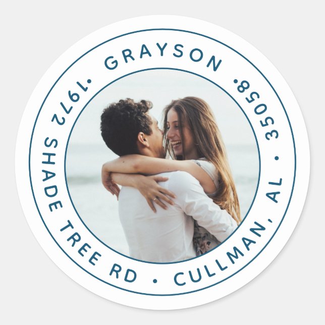 Foto Rücksendeadresse Etikett/Siegel Classic Round Runder Aufkleber (Vorderseite)