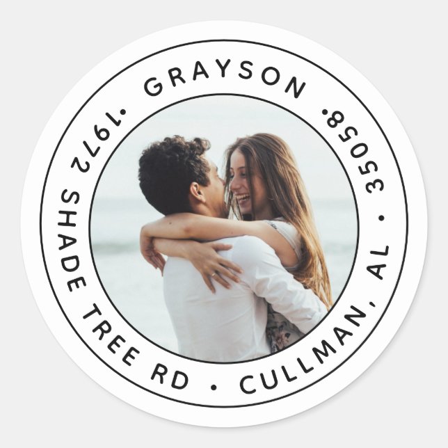 Foto Rücksendeadresse Etikett/Siegel Klassische Ru Runder Aufkleber (Vorderseite)