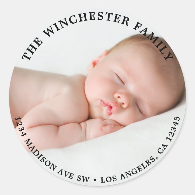 Foto-Rücksendeadresse Runder Aufkleber (Vorderseite)