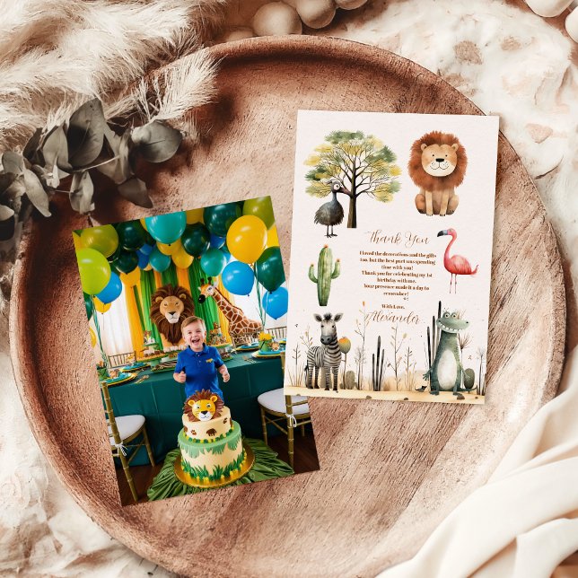Foto ruft alle Party Tiere Safari Geburtstag Dankeskarte (Von Creator hochgeladen)
