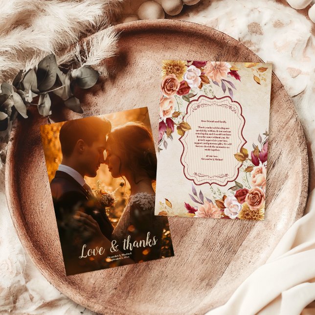 Foto Rust Terracotta Blume Burnt Orange Wedding Dankeskarte (Von Creator hochgeladen)