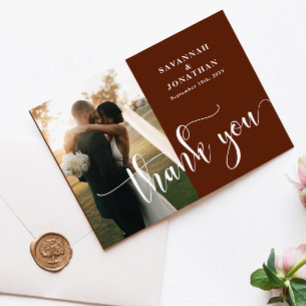 Foto Rust Terracotta Wedding Dankeskarte