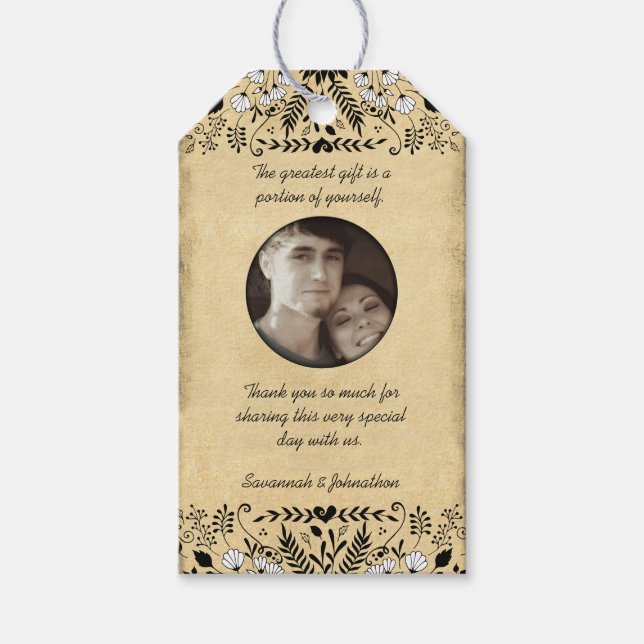 Foto Rustic Floral Wedding Vielen Dank Geschenkanhänger (Vorderseite)