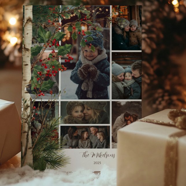 Foto Rustic Holly Berry Party Feiertagskarte (Von Creator hochgeladen)