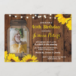 Foto Rustic Jar Geburtstagsparty Wood Sunflower Einladung